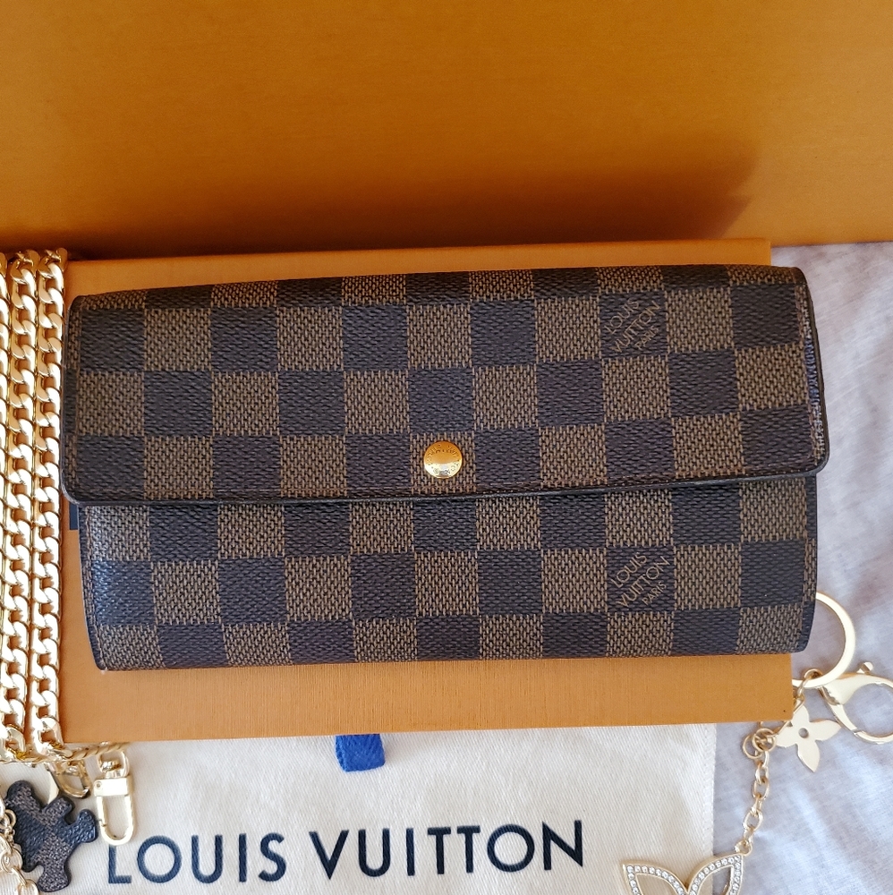 💋Louis Vuitton Damier Ebene Sarah Wallet 💋